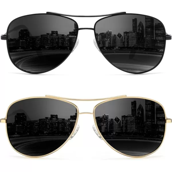 KALIYADI Polarized AviatorSunglassesforMen Women MensSunglasses Lightweight Polit Sun Glasses Upgraded UV400 for DrivingB6black BlackGold Black