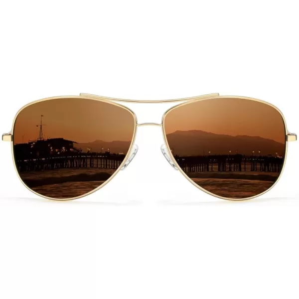 KALIYADI Polarized AviatorSunglassesforMen Women MensSunglasses Lightweight Polit Sun Glasses Upgraded UV400 for DrivingC02goldBrown