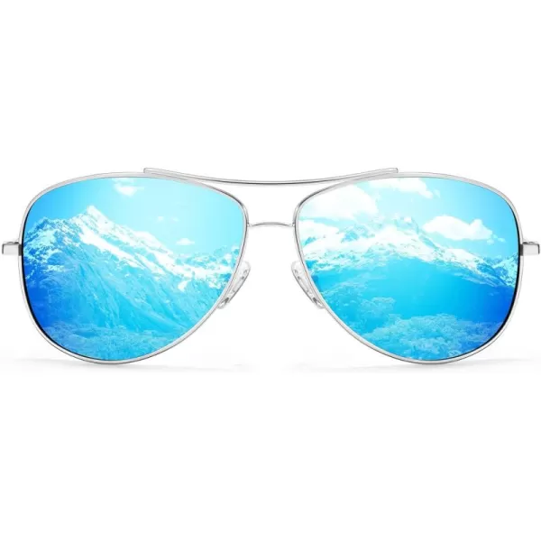 KALIYADI Polarized AviatorSunglassesforMen Women MensSunglasses Lightweight Polit Sun Glasses Upgraded UV400 for DrivingC04silverIce Blue
