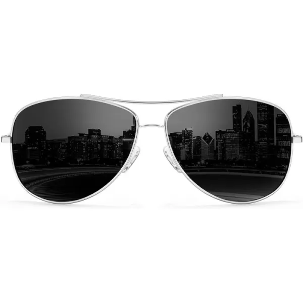 KALIYADI Polarized AviatorSunglassesforMen Women MensSunglasses Lightweight Polit Sun Glasses Upgraded UV400 for DrivingC07silverBlack