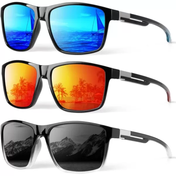 KALIYADI Polarized Sunglasses Men MensSunglasses Unisex Polarized Sun Glasses Lightweight Driving Fishing UV ProtectionA03glossy BlackIce BlueRed