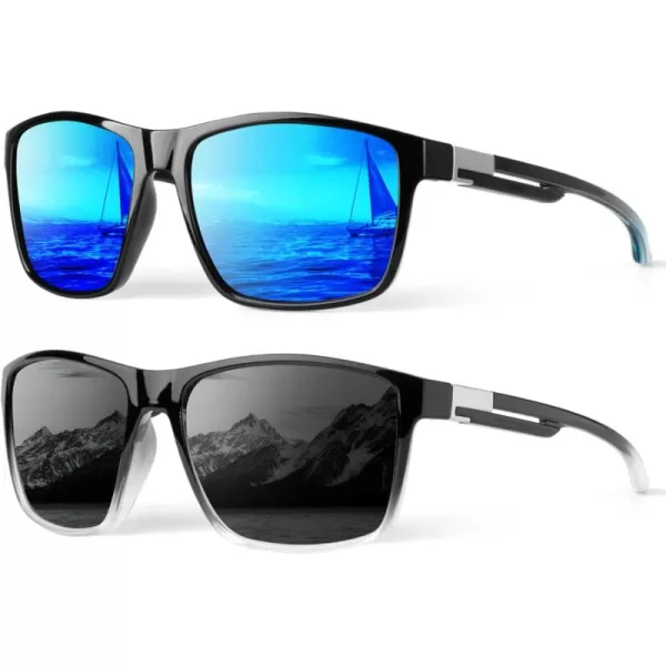 KALIYADI Polarized Sunglasses Men MensSunglasses Unisex Polarized Sun Glasses Lightweight Driving Fishing UV ProtectionB01glossy BlackIce Blue