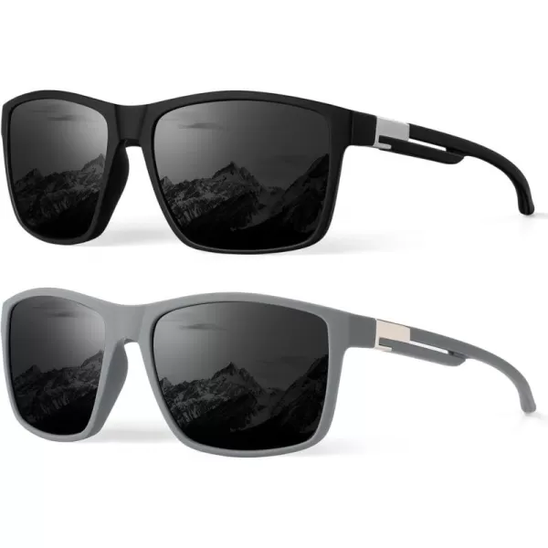 KALIYADI Polarized Sunglasses Men MensSunglasses Unisex Polarized Sun Glasses Lightweight Driving Fishing UV ProtectionB05matte BlackGrey