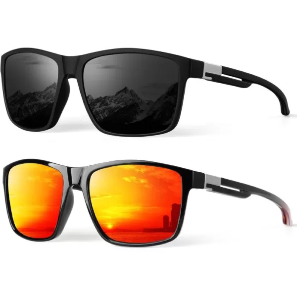 KALIYADI Polarized Sunglasses Men MensSunglasses Unisex Polarized Sun Glasses Lightweight Driving Fishing UV ProtectionB08matte BlackGlossy Red