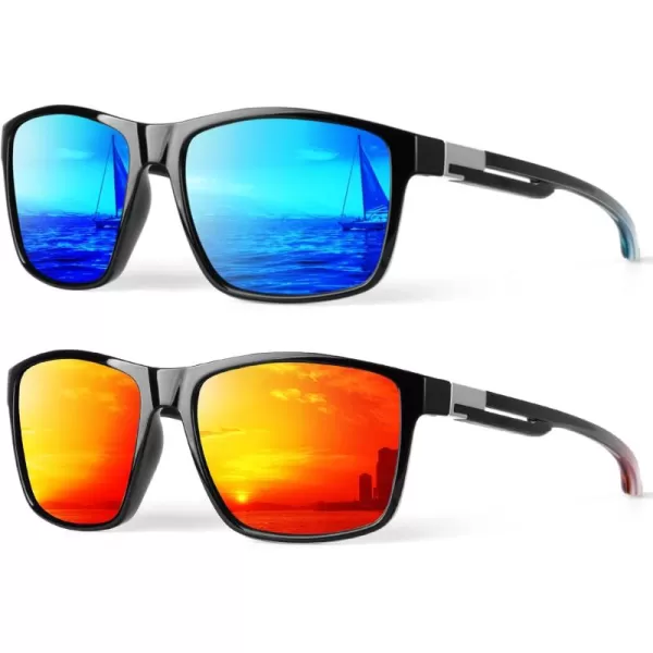 KALIYADI Polarized Sunglasses Men MensSunglasses Unisex Polarized Sun Glasses Lightweight Driving Fishing UV ProtectionB09glossy Ice BlueRed