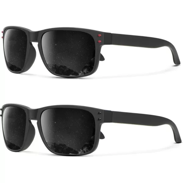 KALIYADI Polarized Sunglasses for Men and Women Vintage Style Sun Glasses for Fishing Running Driving with UV Protection2 Pack Grey  Red RivetGrey  Black Rivet