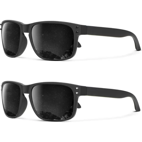 KALIYADI Polarized Sunglasses for Men and Women Vintage Style Sun Glasses for Fishing Running Driving with UV Protection2 Pack Grey  Silver RivetGrey  Black Rivet