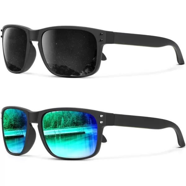 KALIYADI Polarized Sunglasses for Men and Women Vintage Style Sun Glasses for Fishing Running Driving with UV Protection2 Pack GreyGreen