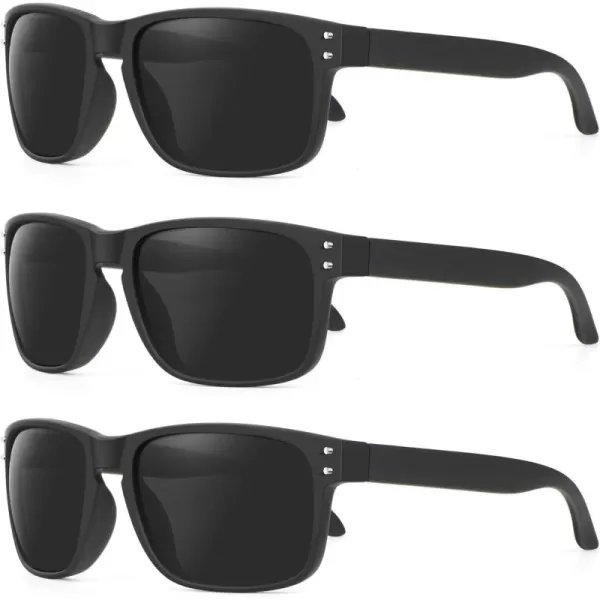 KALIYADI Polarized Sunglasses for Men and Women Vintage Style Sun Glasses for Fishing Running Driving with UV Protection3 Pack Grey  Silver Rivet
