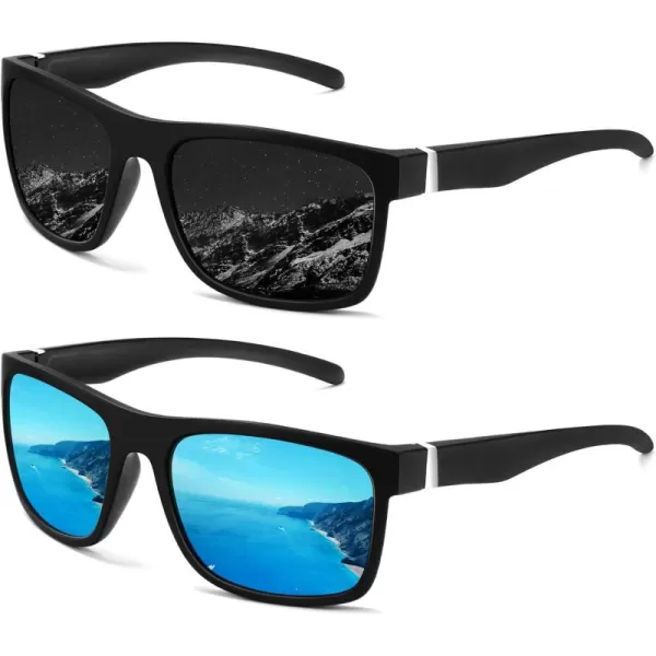 KALIYADI Sunglasses Men MensSunglasses PolarizedSunglassesMen Polarized Sun Glasses With UV400 Protection for DrivingA03blackIce Blue