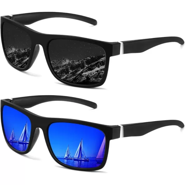 KALIYADI Sunglasses Men MensSunglasses PolarizedSunglassesMen Polarized Sun Glasses With UV400 Protection for DrivingA04blackDark Blue