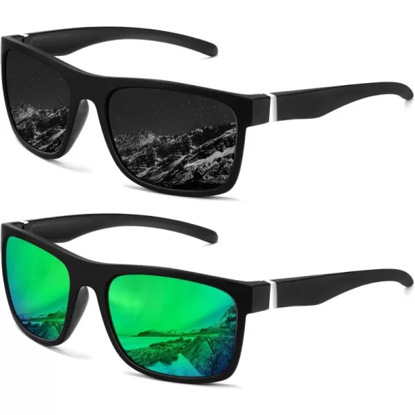 KALIYADI Sunglasses Men MensSunglasses PolarizedSunglassesMen Polarized Sun Glasses With UV400 Protection for DrivingA05blackGreen