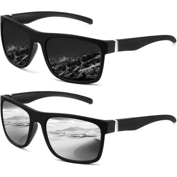 KALIYADI Sunglasses Men MensSunglasses PolarizedSunglassesMen Polarized Sun Glasses With UV400 Protection for DrivingA07blackSilver