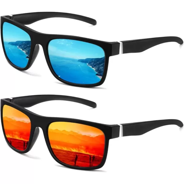 KALIYADI Sunglasses Men MensSunglasses PolarizedSunglassesMen Polarized Sun Glasses With UV400 Protection for DrivingA08ice BlueRed