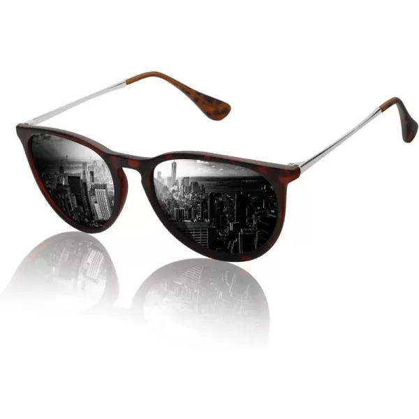 KALIYADI Sunglasses Womens Polarized WomensSunglasses Trendy Sun Glasses with UV400 Retro Style for Party Beach ShoppingA07 Round Leopard Frame Grey Lens