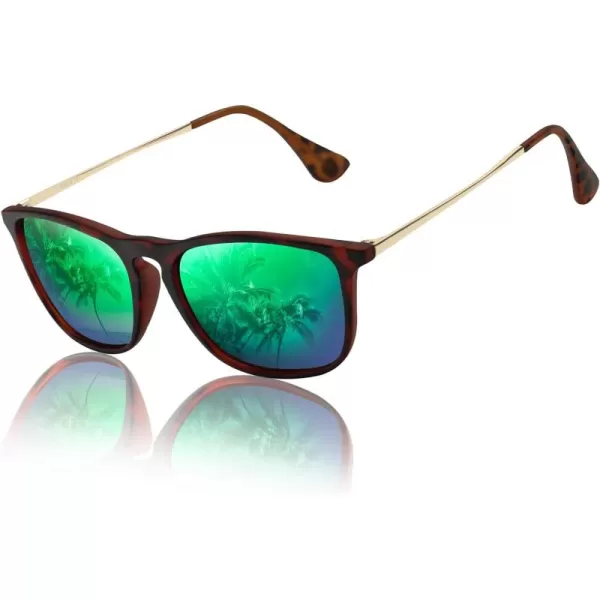 KALIYADI Sunglasses Womens Polarized WomensSunglasses Trendy Sun Glasses with UV400 Retro Style for Party Beach ShoppingA14 Rectangular Leopard Frame Green Lens