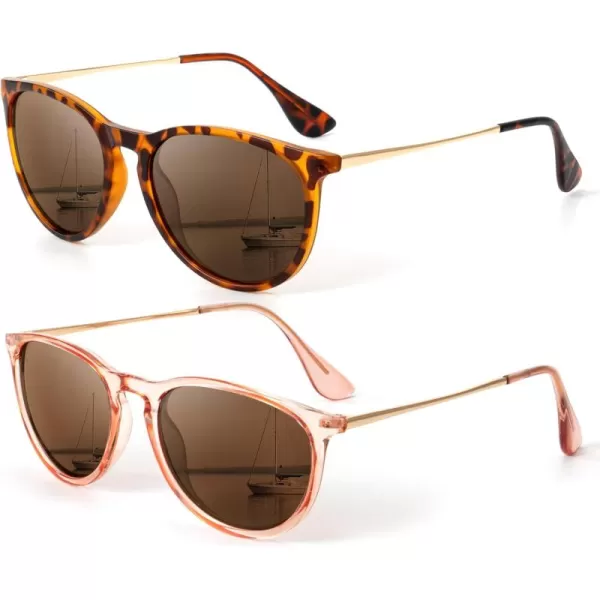 KALIYADI Sunglasses Womens Polarized WomensSunglasses Trendy Sun Glasses with UV400 Retro Style for Party Beach ShoppingB3 LeopardBrown  Crystal PinkBrown