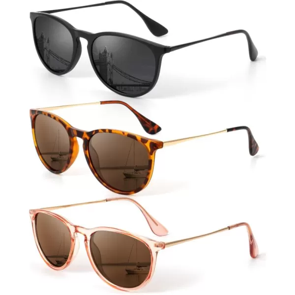 KALIYADI Sunglasses Womens Polarized WomensSunglasses Trendy Sun Glasses with UV400 Retro Style for Party Beach ShoppingC2 BlackGrey  LeopardBrown  Crystal PinkBrown