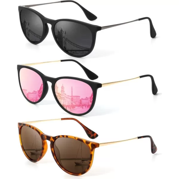 KALIYADI Sunglasses Womens Polarized WomensSunglasses Trendy Sun Glasses with UV400 Retro Style for Party Beach ShoppingC4 BlackGrey  BlackPink  LeopardBrown