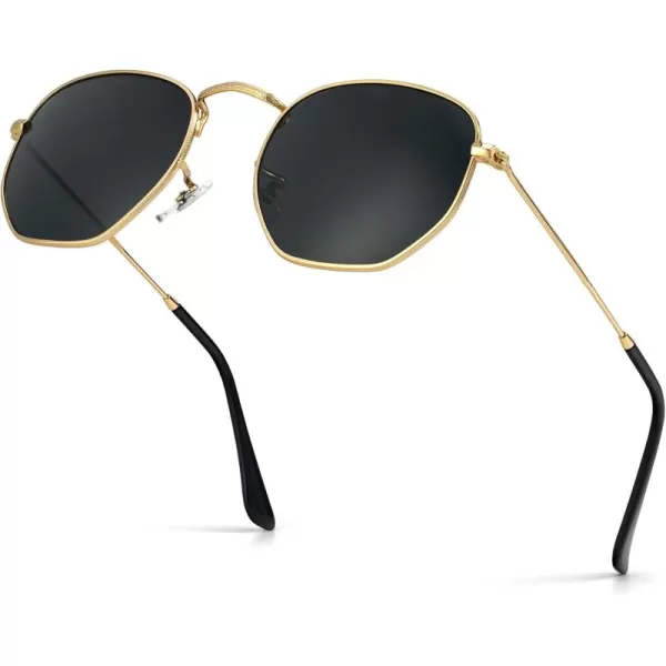 KALIYADI Sunglasses for Women and Men Polarized Square UV Protection Trendy Metal Frame Hexagon SunglassesBb3 GoldGrey Glass Lennon Polarizedhexagonal