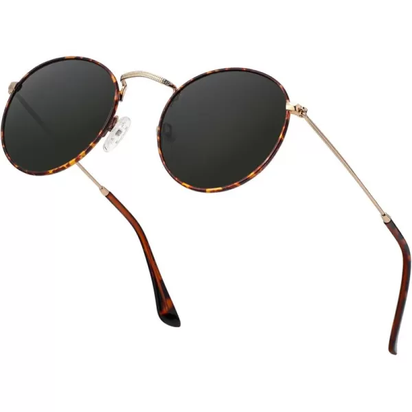 KALIYADI Sunglasses for Women and Men Polarized Square UV Protection Trendy Metal Frame Hexagon SunglassesD3 LeopardGrey Round