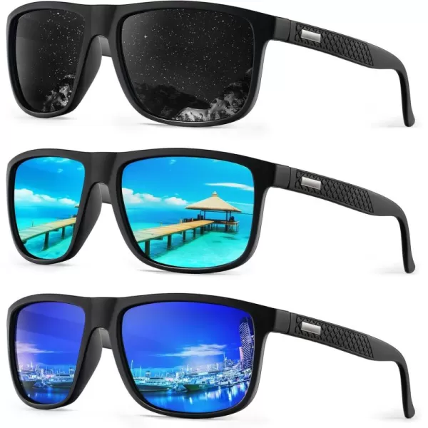 KALIYADI SunglassesMen PolarizedSunglasses Mens Sunglasses Sun Glasses UV Protection Unisex Lightweight Driving GolfA02blackIce BlueDark Blue