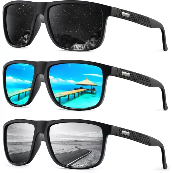 KALIYADI SunglassesMen PolarizedSunglasses Mens Sunglasses Sun Glasses UV Protection Unisex Lightweight Driving GolfA04blackIce BlueSilver