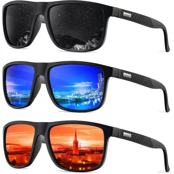 KALIYADI SunglassesMen PolarizedSunglasses Mens Sunglasses Sun Glasses UV Protection Unisex Lightweight Driving GolfA05blackDark BlueRed