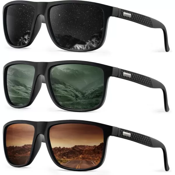 KALIYADI SunglassesMen PolarizedSunglasses Mens Sunglasses Sun Glasses UV Protection Unisex Lightweight Driving GolfA07blackG15Brown