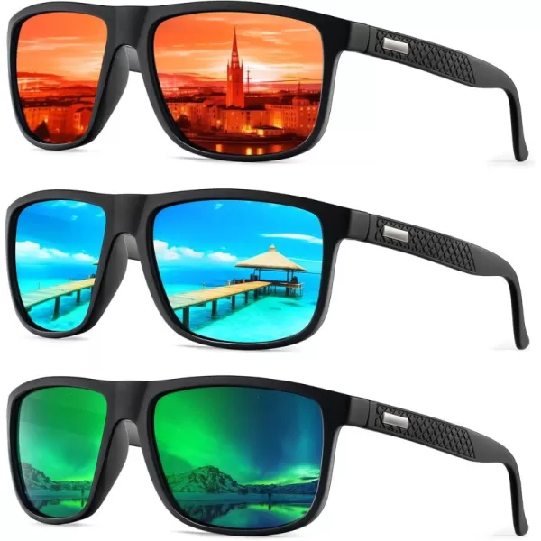 KALIYADI SunglassesMen PolarizedSunglasses Mens Sunglasses Sun Glasses UV Protection Unisex Lightweight Driving GolfA08greenIce BlueRed