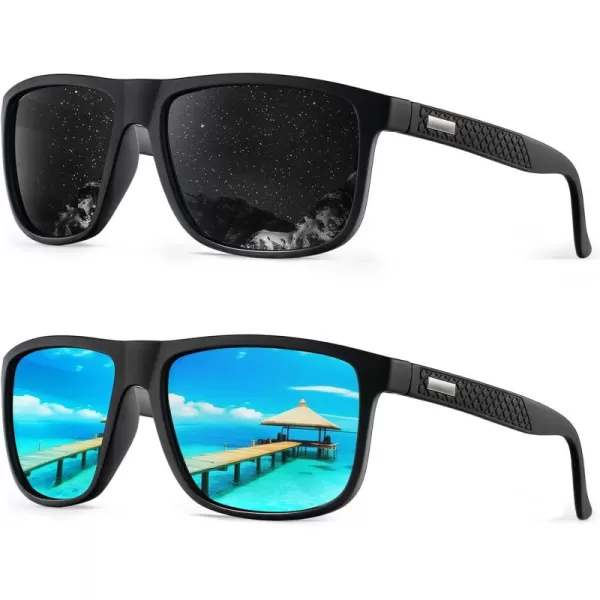 KALIYADI SunglassesMen PolarizedSunglasses Mens Sunglasses Sun Glasses UV Protection Unisex Lightweight Driving GolfB01blackIce Blue