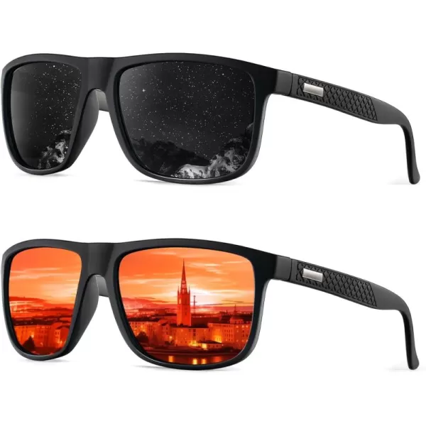 KALIYADI SunglassesMen PolarizedSunglasses Mens Sunglasses Sun Glasses UV Protection Unisex Lightweight Driving GolfB02blackRed