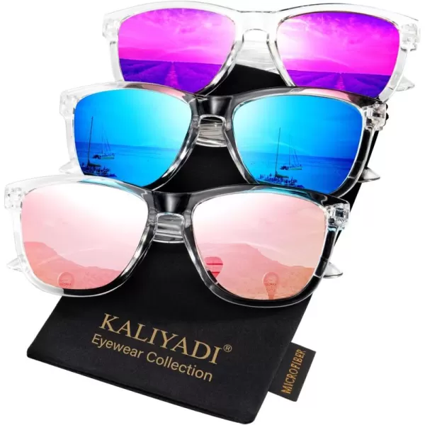 KALIYADI WomensSunglasses Polarized SunglassesWomens Trendy Retro Sun Glasses with UV Protection for Travel DrivingA03ice BluePurplePink