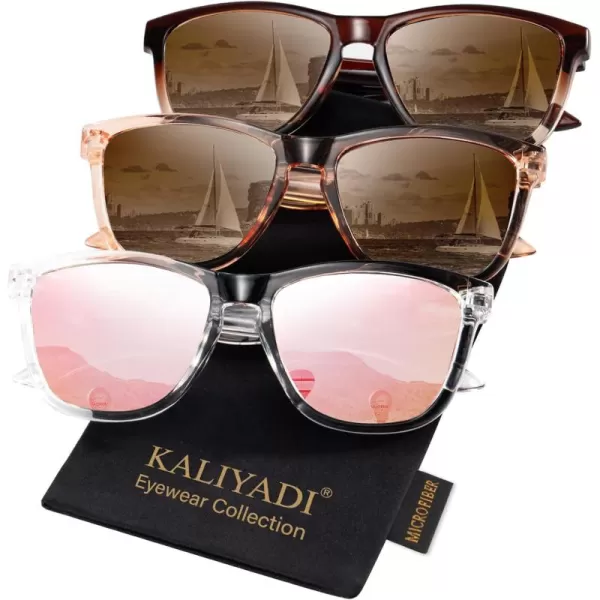 KALIYADI WomensSunglasses Polarized SunglassesWomens Trendy Retro Sun Glasses with UV Protection for Travel DrivingA04gradient BrownGradient BrownPink