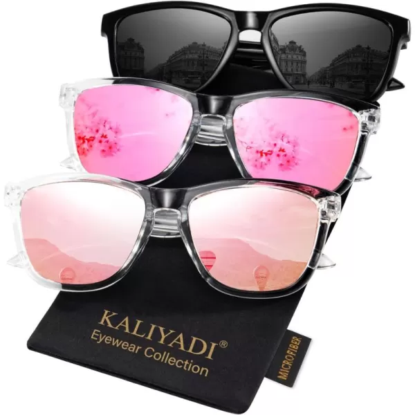 KALIYADI WomensSunglasses Polarized SunglassesWomens Trendy Retro Sun Glasses with UV Protection for Travel DrivingA08blackPinkDark Pink