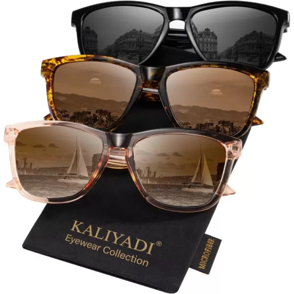 KALIYADI WomensSunglasses Polarized SunglassesWomens Trendy Retro Sun Glasses with UV Protection for Travel DrivingA09blackBrownGradient Brown