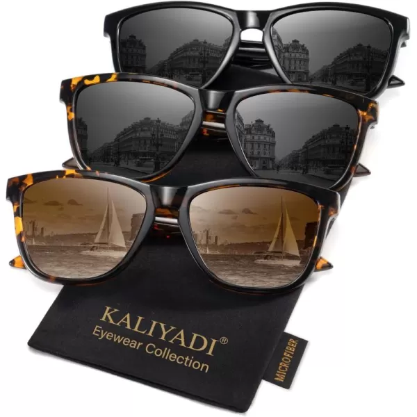 KALIYADI WomensSunglasses Polarized SunglassesWomens Trendy Retro Sun Glasses with UV Protection for Travel DrivingA10blackBlackGradient Brown