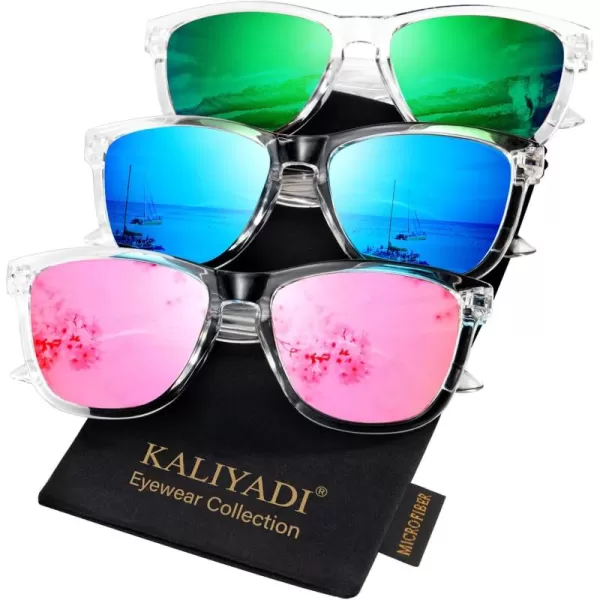 KALIYADI WomensSunglasses Polarized SunglassesWomens Trendy Retro Sun Glasses with UV Protection for Travel DrivingA11greenIce BlueDark Pink