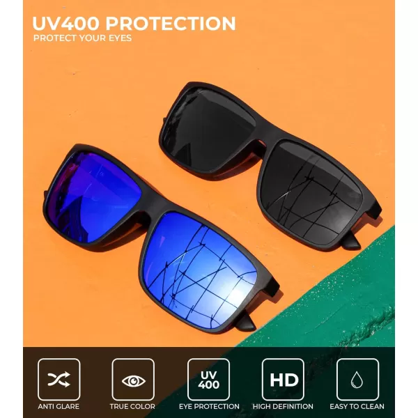 KALIYADI Polarized Sunglasses for Men and Women Mens Sun Glasses with UV Protection for Driving Fishing Golf 3 Packs2 Pack BlackDark Blue