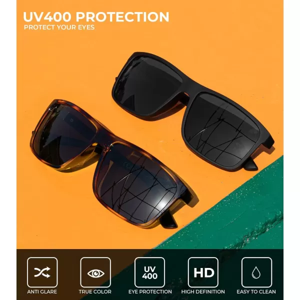KALIYADI Polarized Sunglasses for Men and Women Mens Sun Glasses with UV Protection for Driving Fishing Golf 3 Packs2 Pack BlackG15
