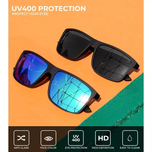 KALIYADI Polarized Sunglasses for Men and Women Mens Sun Glasses with UV Protection for Driving Fishing Golf 3 Packs2 Pack BlackGreen