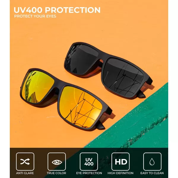 KALIYADI Polarized Sunglasses for Men and Women Mens Sun Glasses with UV Protection for Driving Fishing Golf 3 Packs2 Pack BlackRed