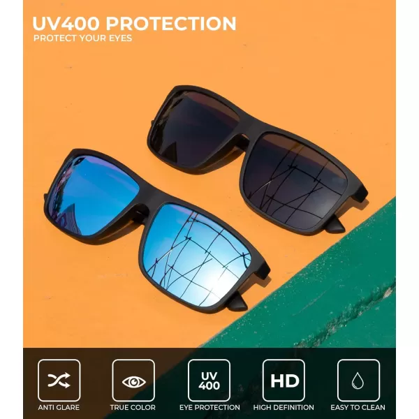 KALIYADI Polarized Sunglasses for Men and Women Mens Sun Glasses with UV Protection for Driving Fishing Golf 3 Packs2 Packs BlackIce Blue