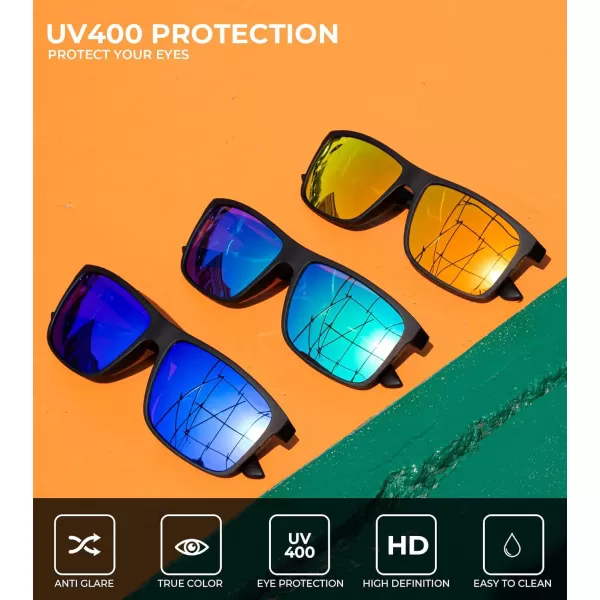 KALIYADI Polarized Sunglasses for Men and Women Mens Sun Glasses with UV Protection for Driving Fishing Golf 3 Packs3 Pack Dark BlueGreenRed