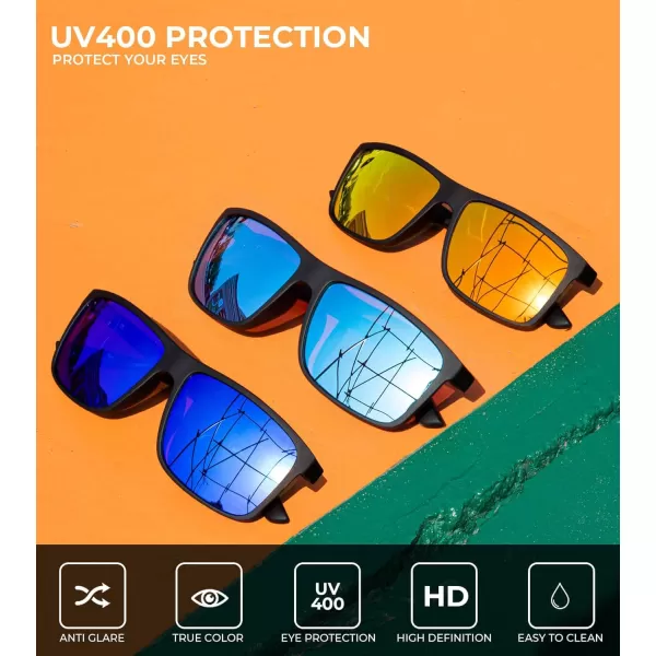KALIYADI Polarized Sunglasses for Men and Women Mens Sun Glasses with UV Protection for Driving Fishing Golf 3 Packs3 Pack Ice BlueDark BlueRed