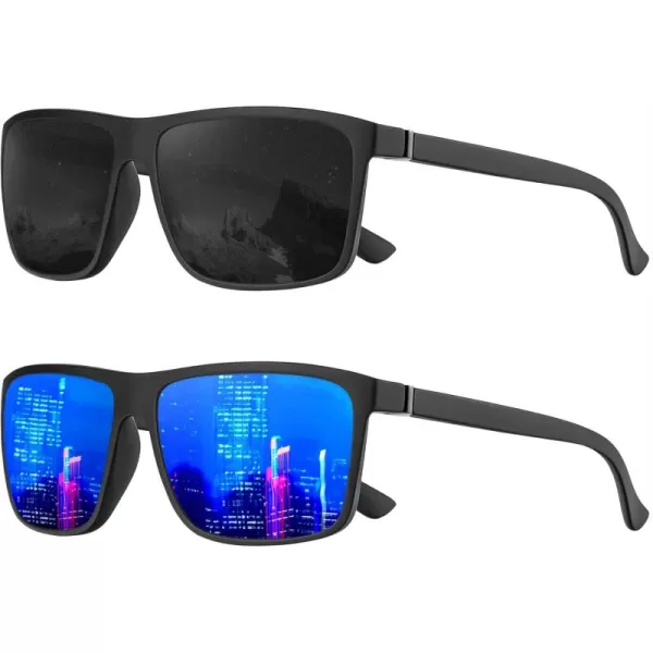 KALIYADI Polarized Sunglasses for Men and Women Mens Sun Glasses with UV Protection for Driving Fishing Golf 3 Packs2 Pack BlackDark Blue