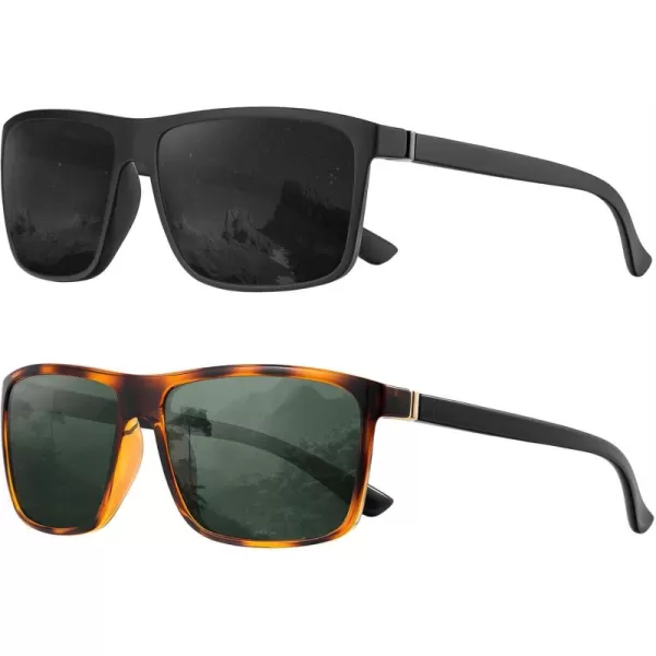 KALIYADI Polarized Sunglasses for Men and Women Mens Sun Glasses with UV Protection for Driving Fishing Golf 3 Packs2 Pack BlackG15
