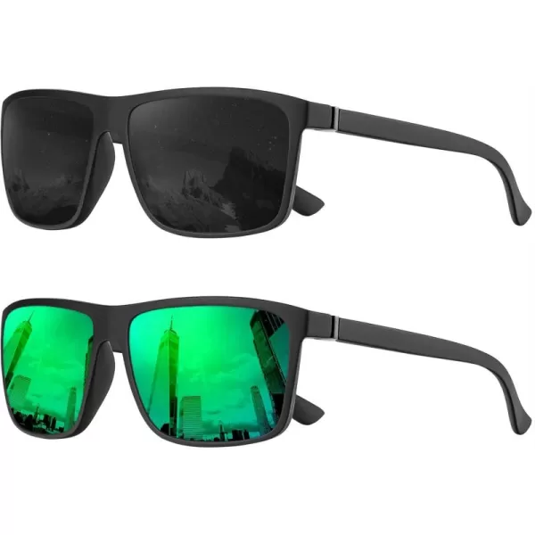 KALIYADI Polarized Sunglasses for Men and Women Mens Sun Glasses with UV Protection for Driving Fishing Golf 3 Packs2 Pack BlackGreen