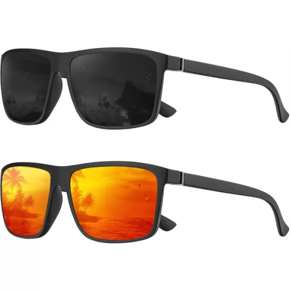 KALIYADI Polarized Sunglasses for Men and Women Mens Sun Glasses with UV Protection for Driving Fishing Golf 3 Packs2 Pack BlackRed