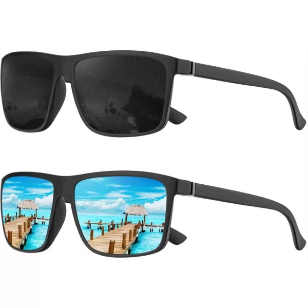 KALIYADI Polarized Sunglasses for Men and Women Mens Sun Glasses with UV Protection for Driving Fishing Golf 3 Packs2 Packs BlackIce Blue